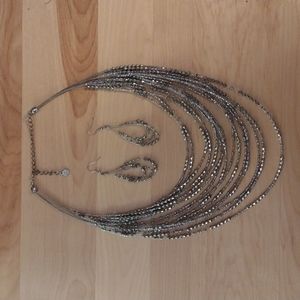 Illusion silver bead necklace and earrings BUNDLE ONLY